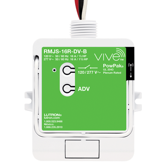 Lutron - Vive Vive PowPak 120/277V, 16A, Relay Module with Softswitch RMJS-16R-DV-B