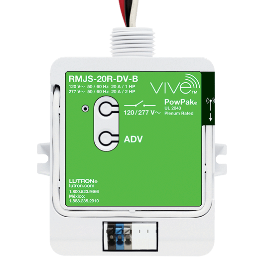 Lutron - Vive Vive PowPak 120/277V, 20A, Relay Module with Softswitch RMJS-20R-DV-B