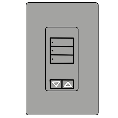 Lutron 3-Button Spaced With Raise/Lower RRD-W3BSRL-GR