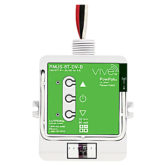 Lutron - Vive Vive PowPak 120/277V, 8A, 0-10V Dimming Module (class 2 installation) RMJS-8T-DV-B
